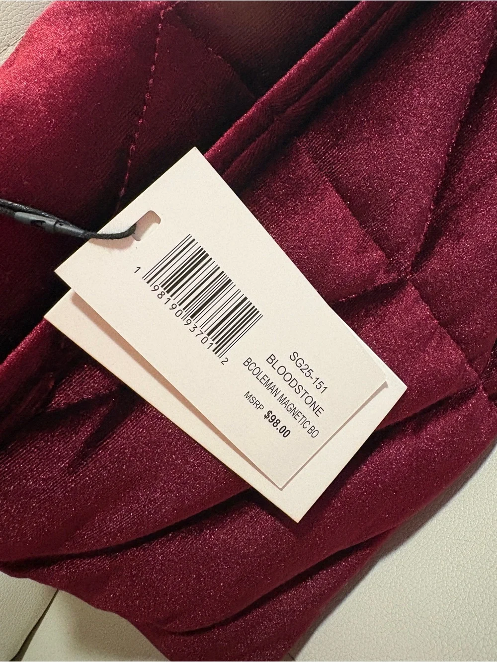Steve Madden Wine Red Velvet Shoulder Bag with Gold Chain